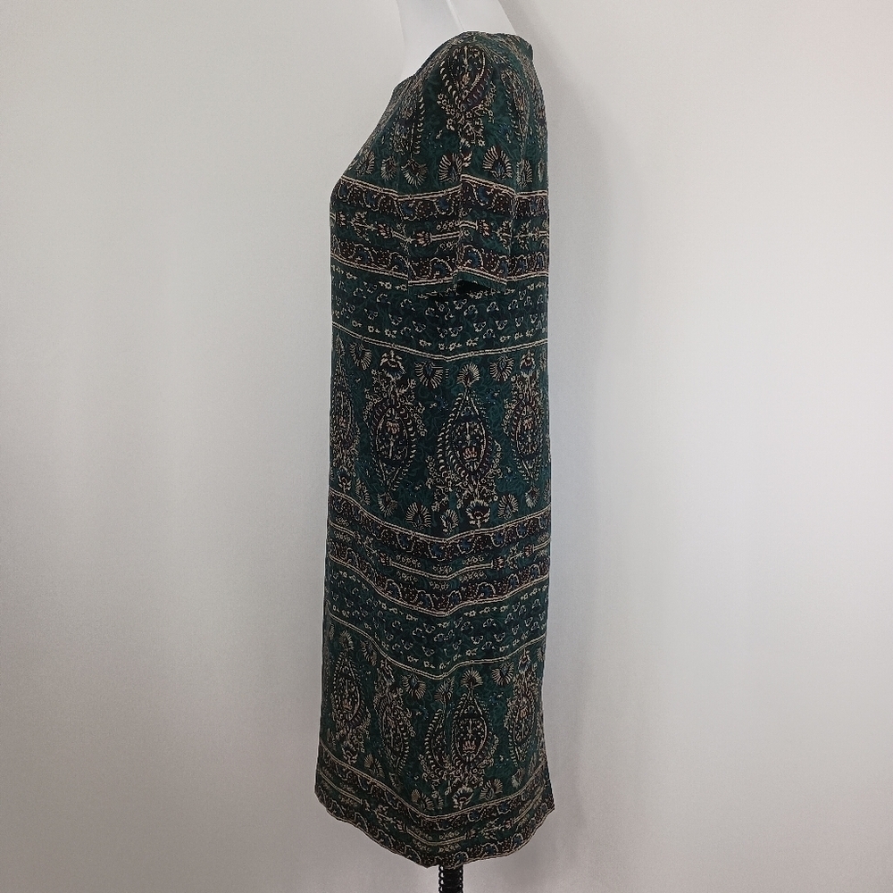 Vintage 90s Liz Claiborne Women's Hunter Green Silk Midi Dress size 4 Classic - Picture 4 of 11